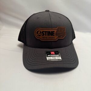 Stine 45 Richardson Trucker Hat Gray Black  Leather Patch Mesh Back‎ Cap New